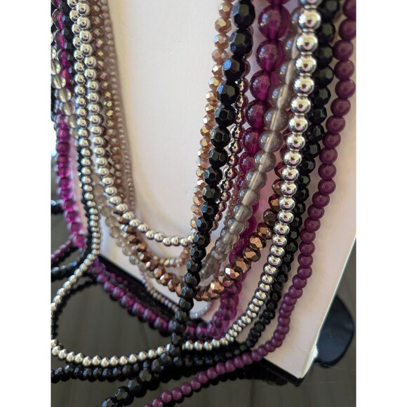 ZARA Necklaces Women's Pack Of 2 Multi-bead Plum Silver Bronze Black Faceted NEW - Picture 4 of 10